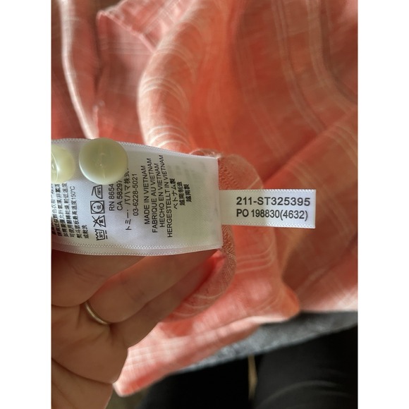 Tommy Bahama 100% Linen Button-Up Shirt Mens Large LS Orange Plaid Relaxed Beach - Picture 5 of 8